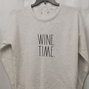 ****Rae Dunn Light Gray 'Wine Time' Pullover Sweatshirt Size 2X-3X